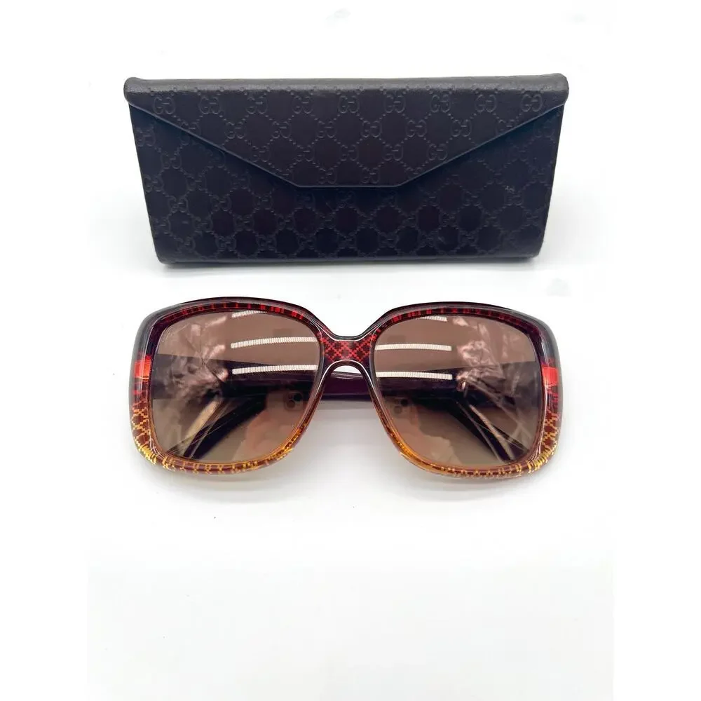 GUCCI Vintage Sunglasses, Case Included, Transparent Illusion Diamond Print